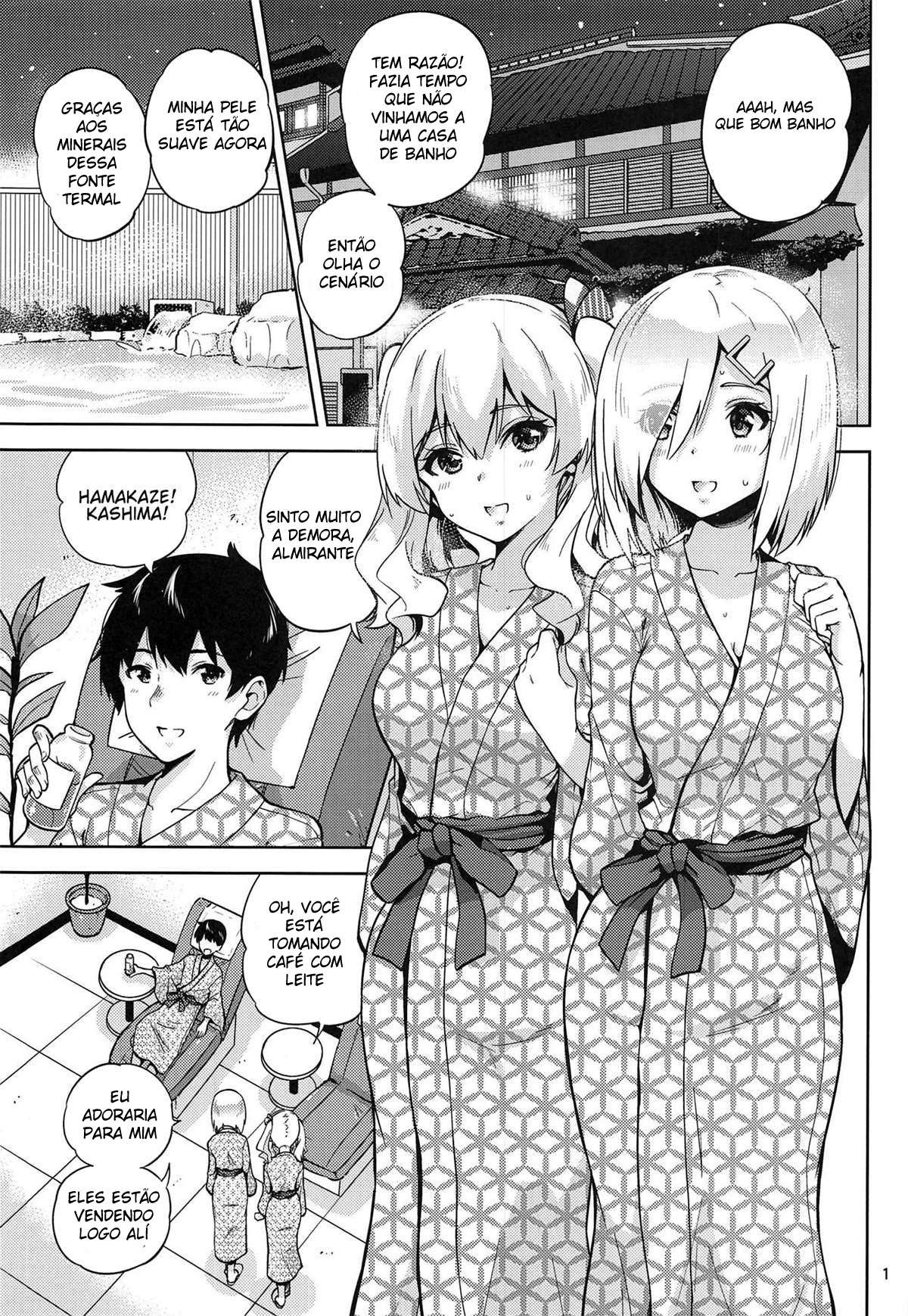 Kashima e Hamakaze Vestindo Yukatas na Fonte Termal