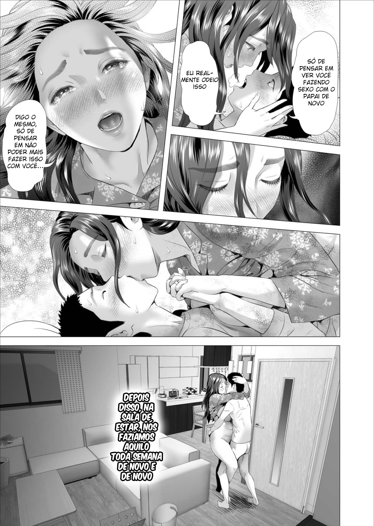 Sedução da Vizinhança ~Filho Fazendo Amor Com Sua Mãe Atrás de Seu Marido~